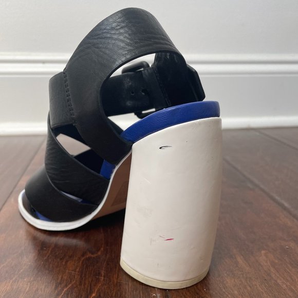 ASOS WHITE Tulipa Premium Leather Color Block Heeled Sandals - Picture 9 of 9